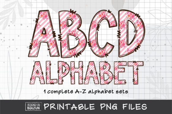 Create Charming Designs with Pink Rose Stripe Alphabet Sublimation
