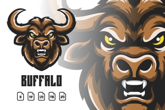 Illustration Buffalo Mascot Logo: Bold Vector Template