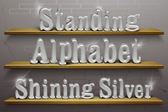 Standing Alphabet-3D Shiny Silver: Upright Design