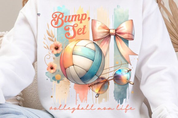 Volleyball Mom Life PNG Brushstroke